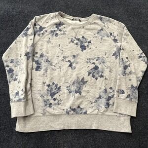 The North Face Sweatshirt Womens XL Gray Blue Floral Print Crewneck Pullover